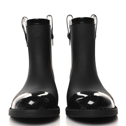 Jimmy Choo Rubber Patent Rain Ankle Boots 40 Black 3 of 8