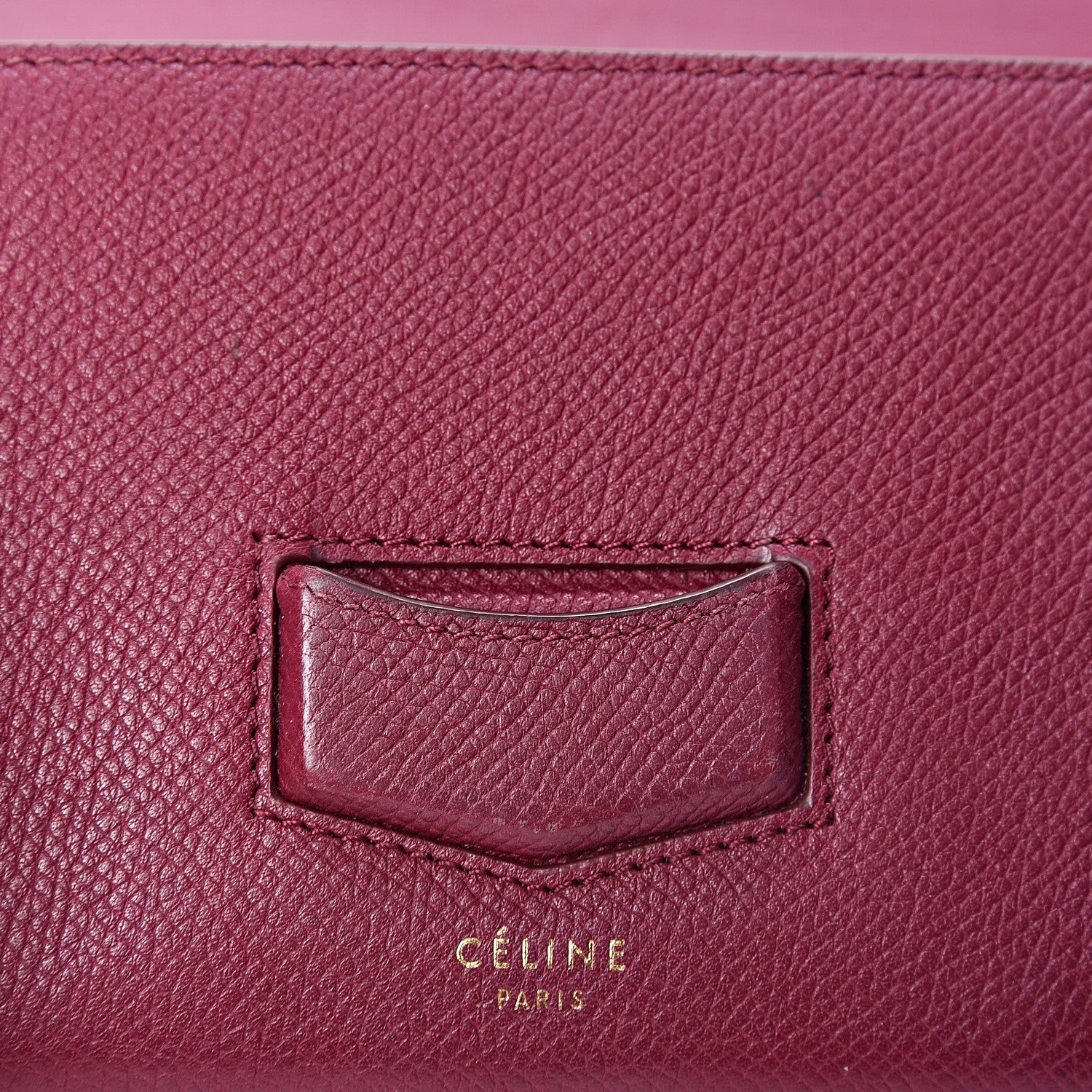 Celine Grained Calfskin Medium Trotteur Multifunction Flap Wallet Plum 5 of 8