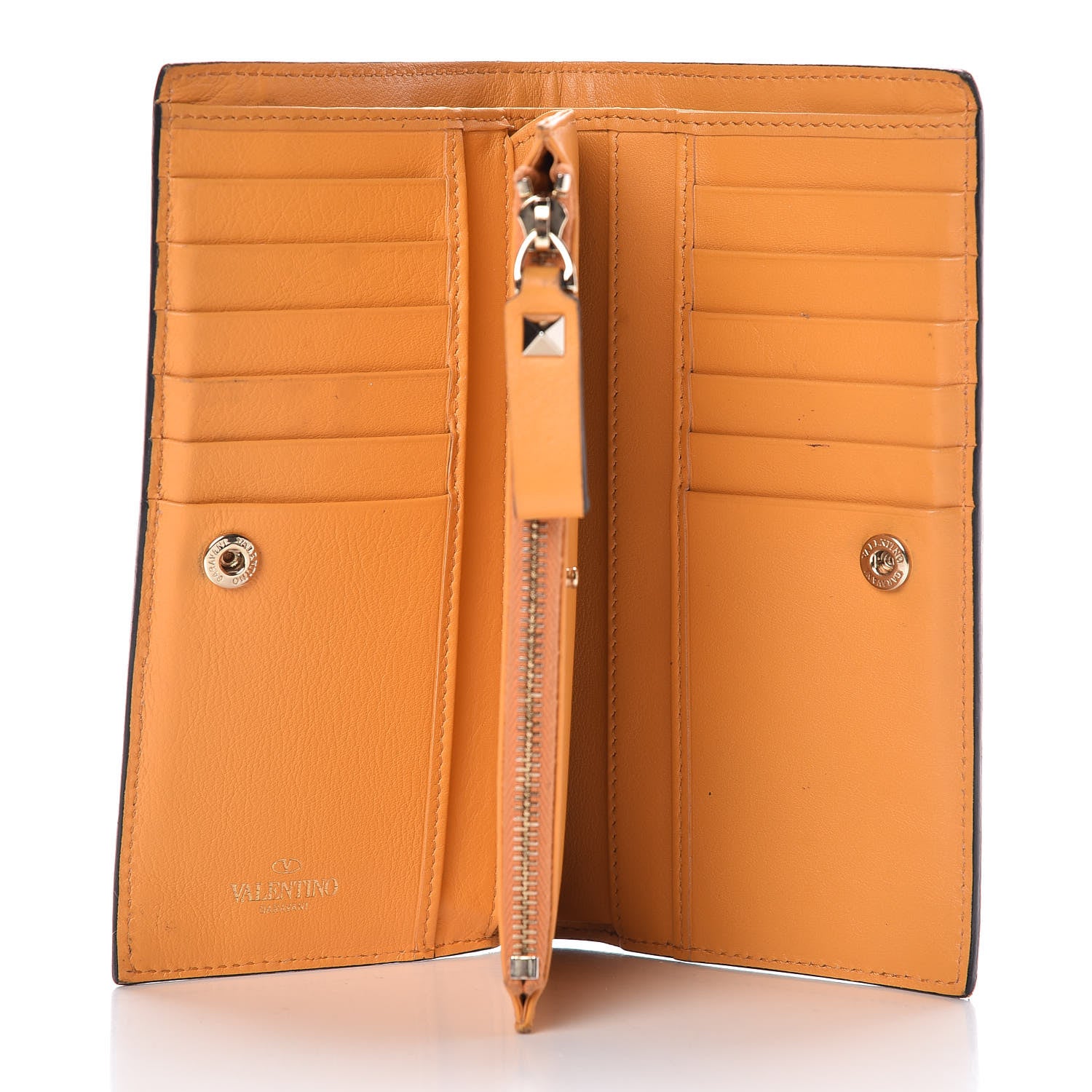 Valentino Garavani Calfskin Rockstud Continental Wallet Mandarin Sorbet 5 of 10
