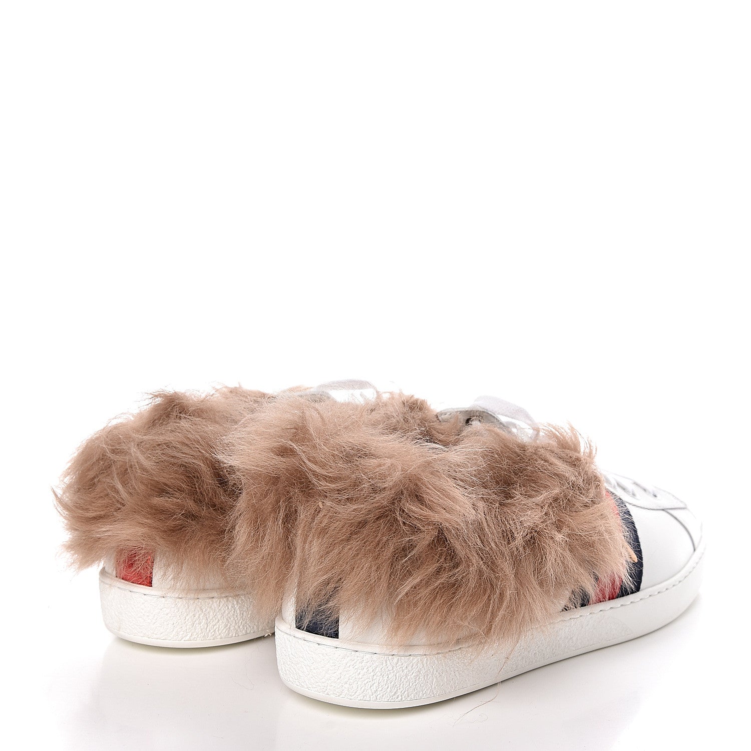 Gucci Calfskin Wool Web Bee Embroidered Mens Ace Sneakers 12 White 4 of 8