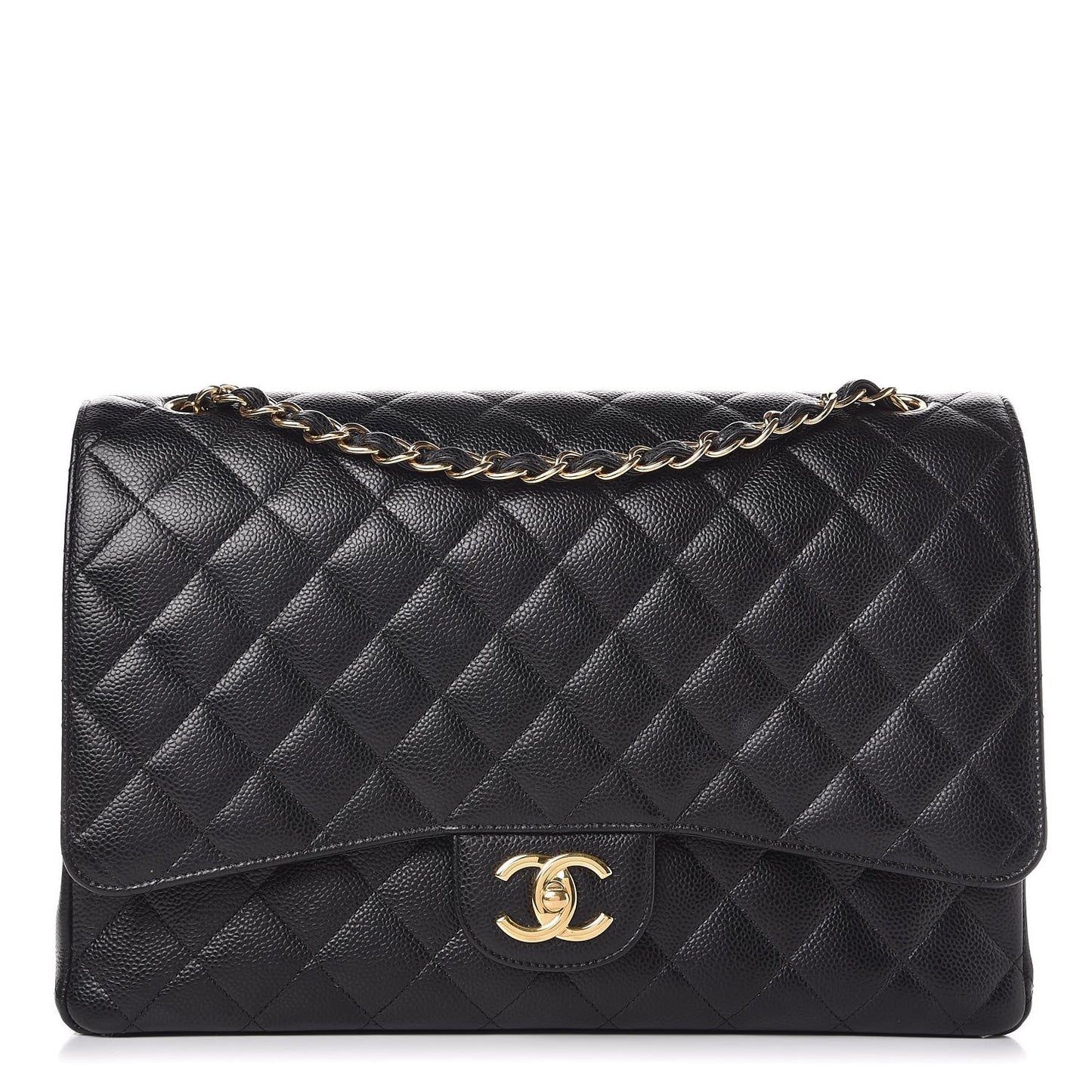 Caviar Quilted Maxi Double Flap Black