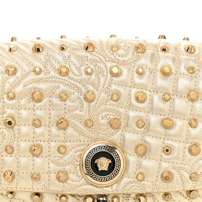 Versace Metallic Nappa Barocco Quilted Studded Calliope Vanitas Shoulder Bag Gold 7 of 9