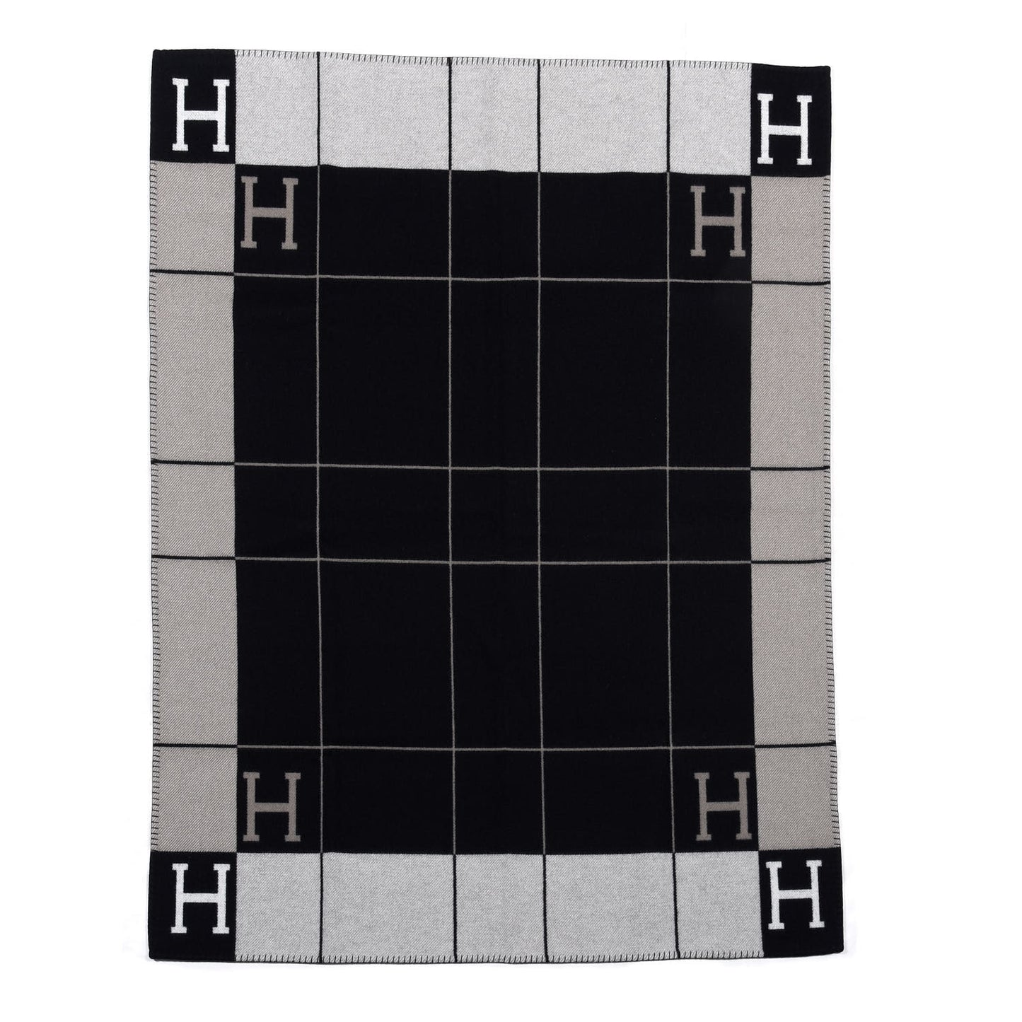 Wool Cashmere Avalon III Blanket Ecru Black