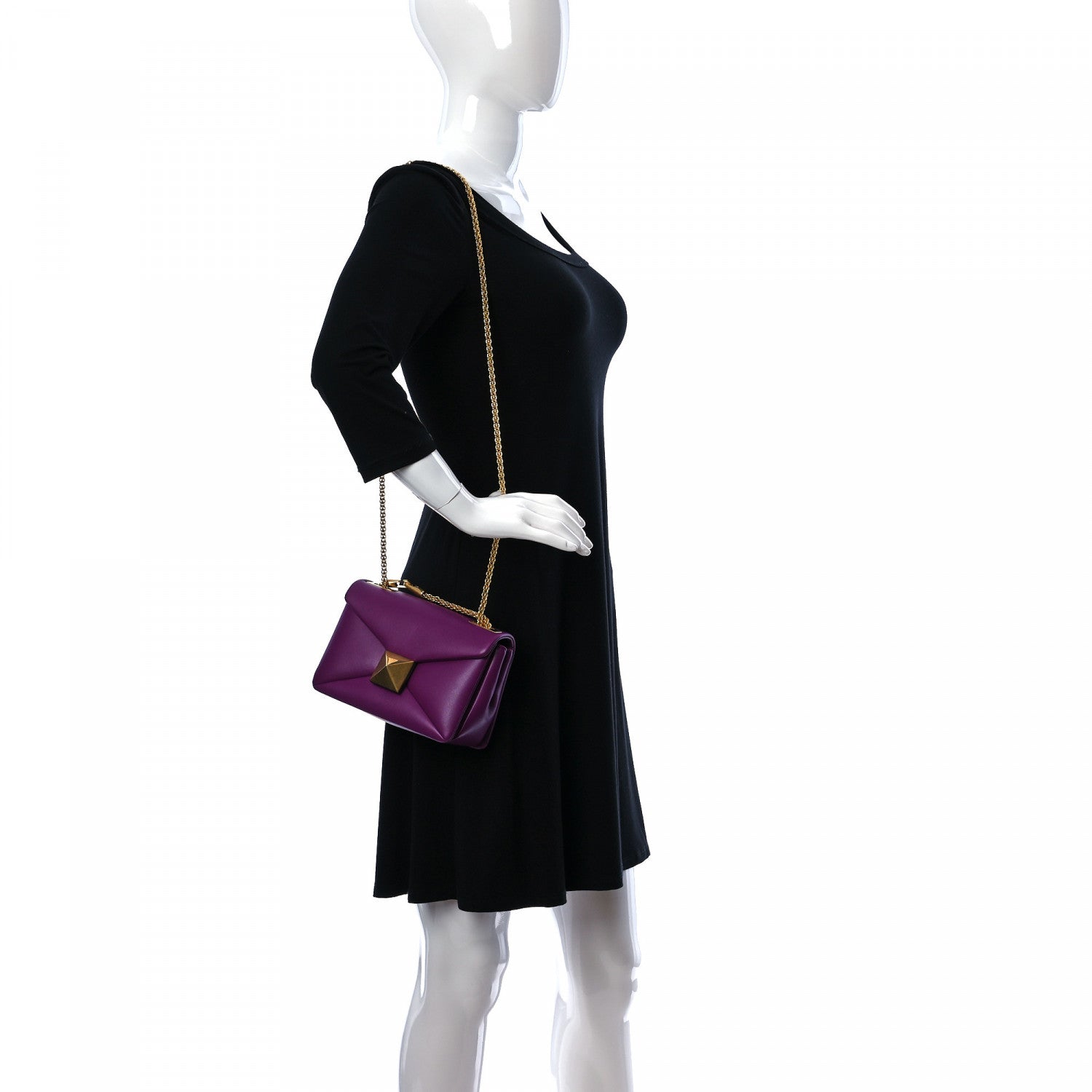 Valentino Garavani Nappa One Stud Chain Clutch Prune 2 of 13