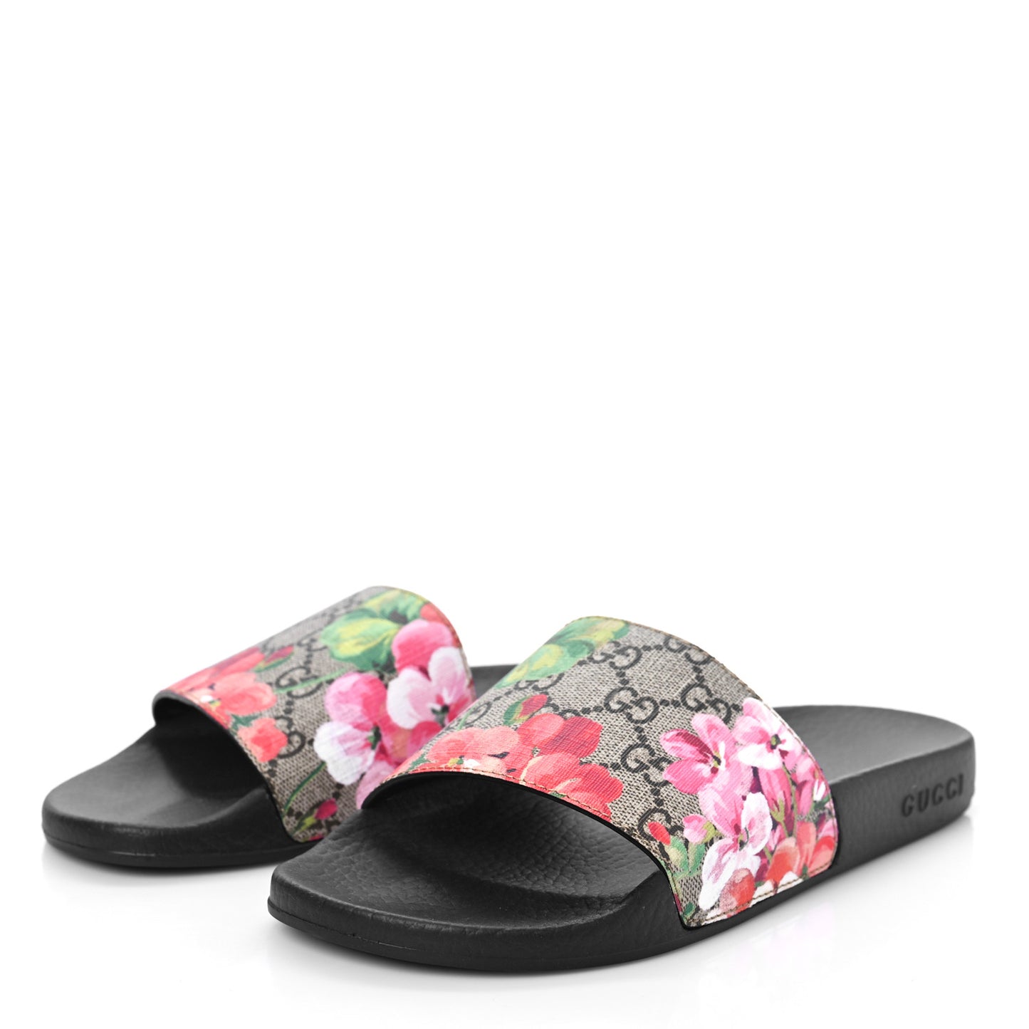 GG Supreme Monogram Blooms Slide Sandals 38 Beige Multicolor