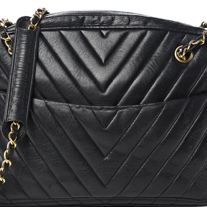 Chanel Lambskin Chevron Quilted Shoulder Bag Black 12 of 12