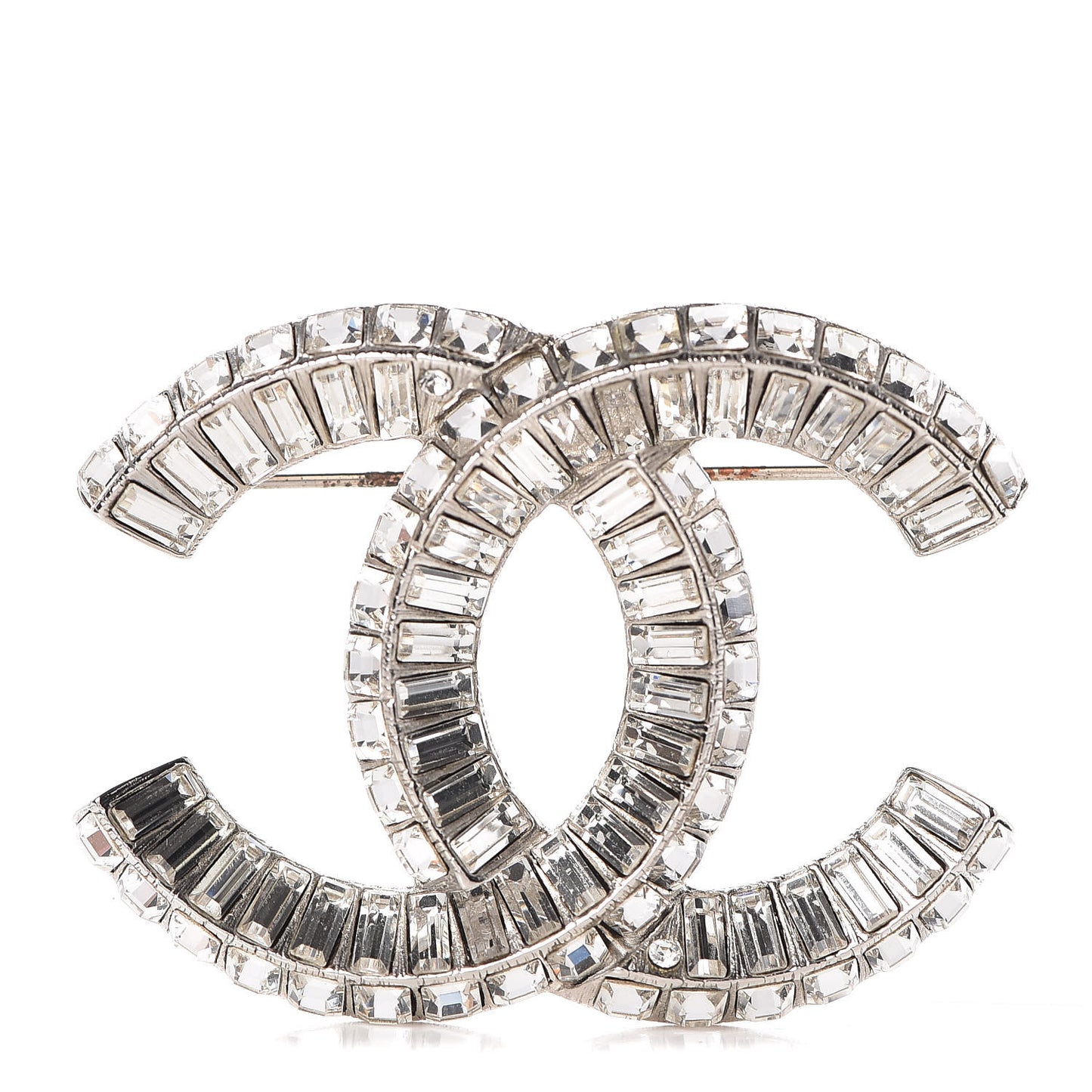 Baguette Crystal CC Brooch Silver