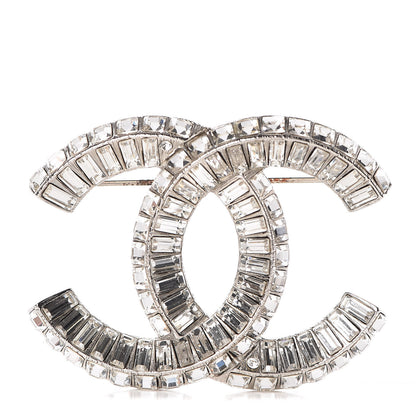 Chanel Baguette Crystal CC Brooch Silver 1 of 7