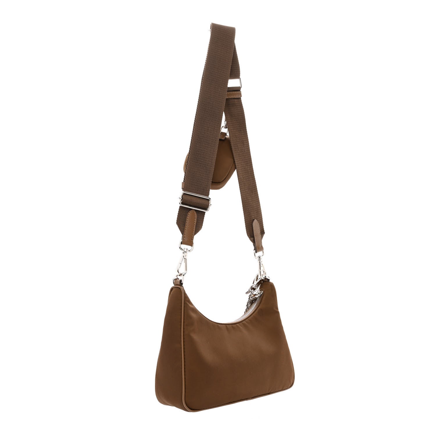 Prada Tessuto Nylon Saffiano Re-Edition 2005 Shoulder Bag Cacao 3 of 15