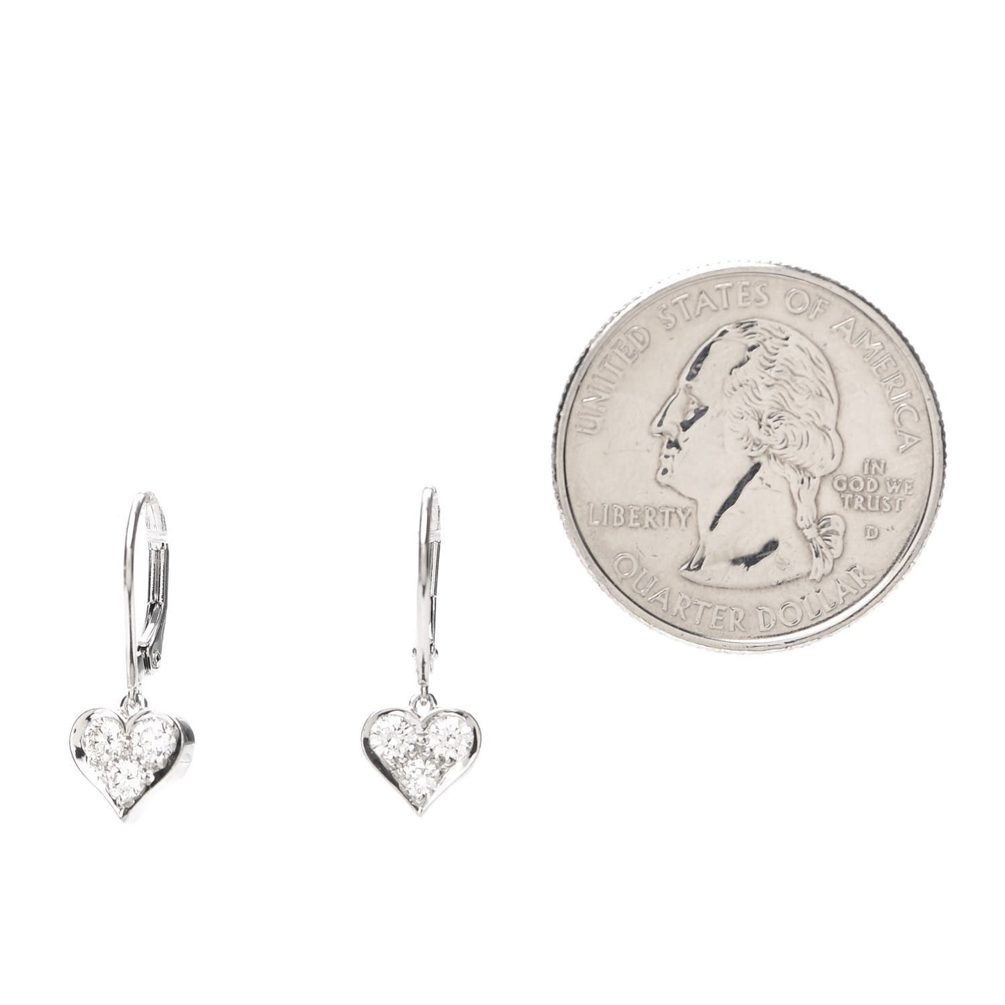 Platinum Diamond Heart Drop Earrings