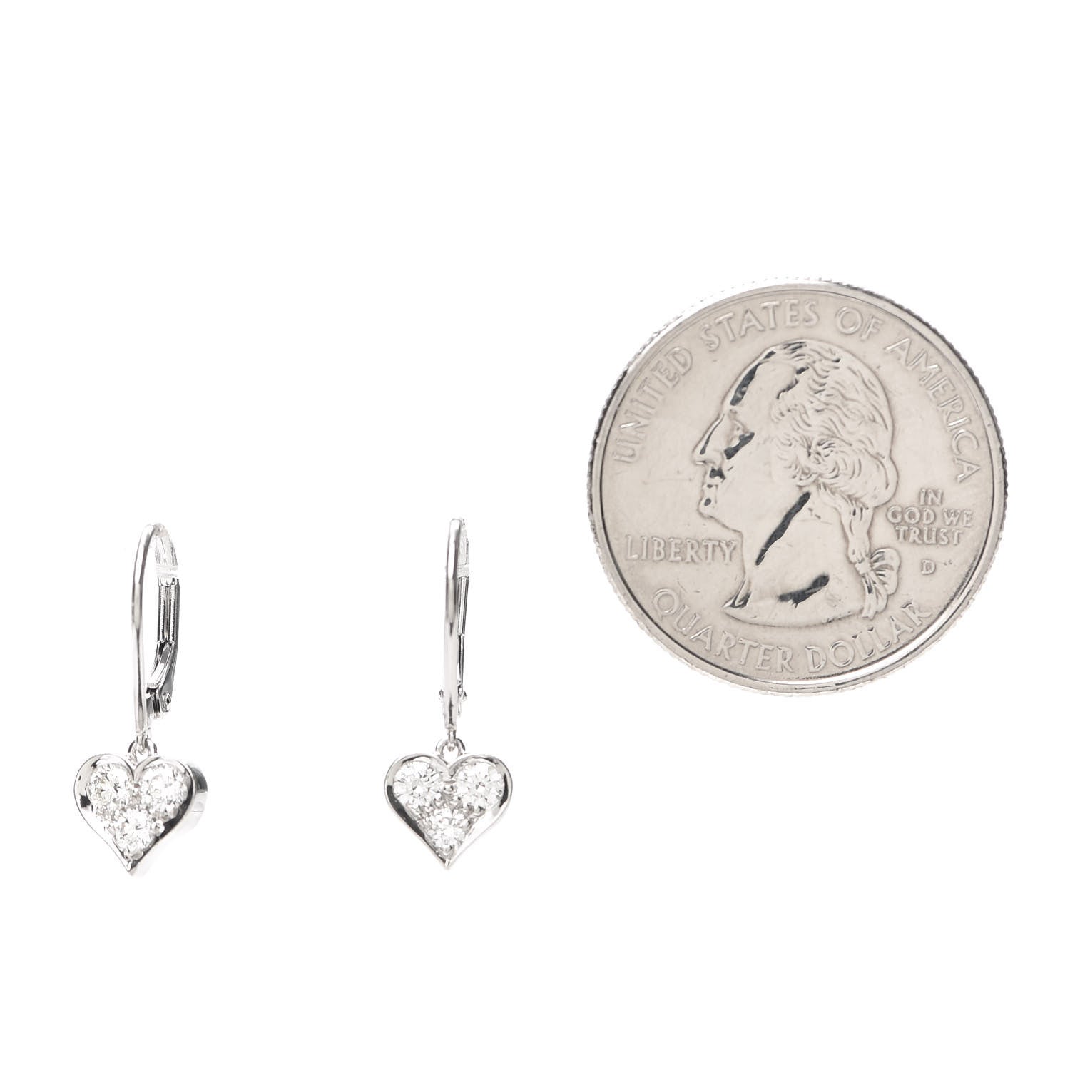 Tiffany Platinum Diamond Heart Drop Earrings 2 of 6