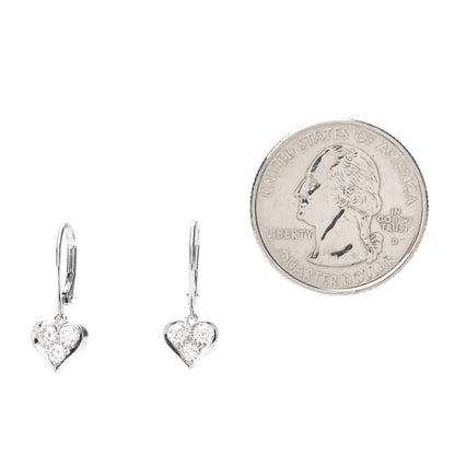 Tiffany Platinum Diamond Heart Drop Earrings 2 of 6
