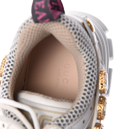 Gucci X SEGA Mesh Calfskin Suede Removable Crystals Womens Flashtrek Sneakers 37.5 Great White 5 of 7