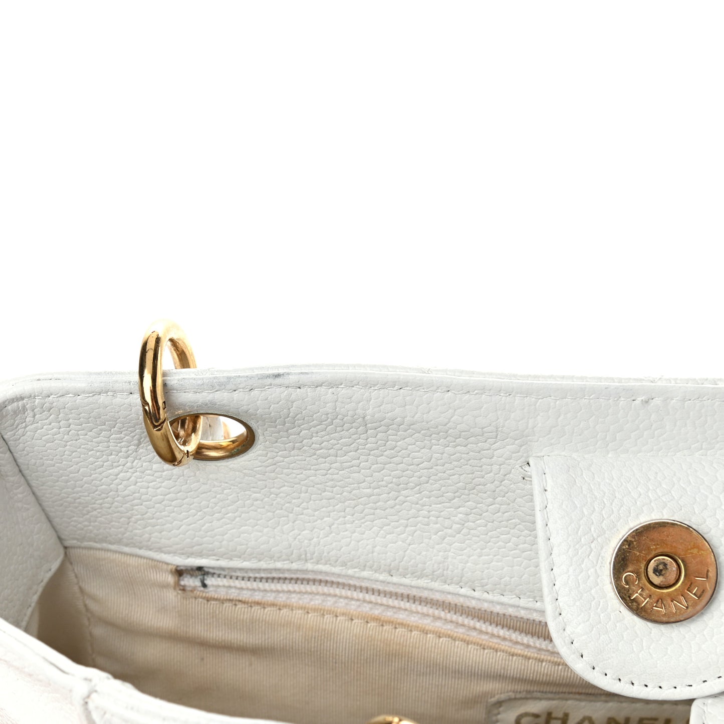 Caviar Petit Shopping Tote PST White