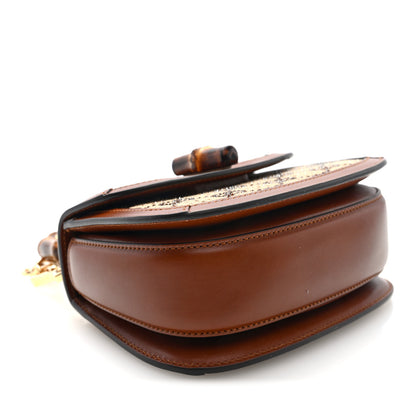 Gucci New Canvas Charisma Calfskin Crystal GG Monogram Small Bamboo 1947 Top Handle Bag Camel Ebony 4 of 9
