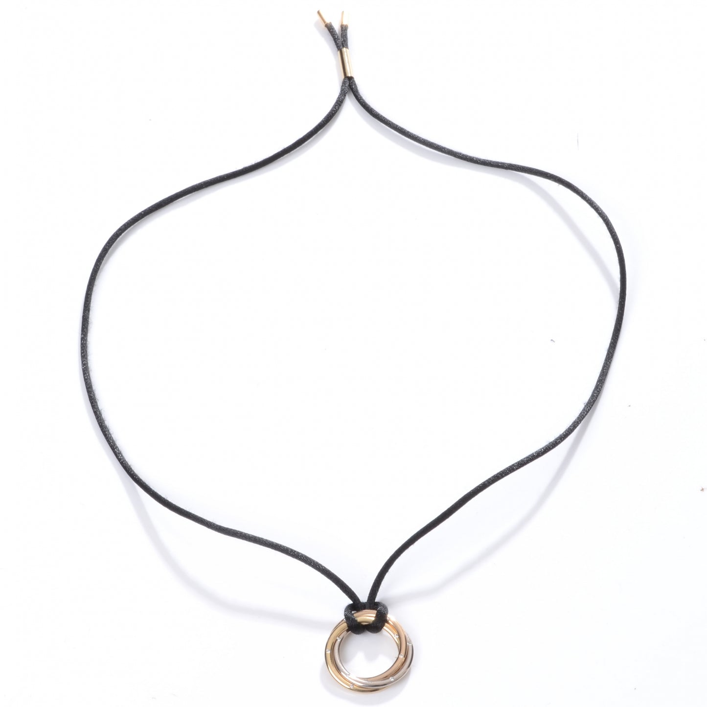 18K Pink Yellow White Gold Diamond Trinity Cord Necklace
