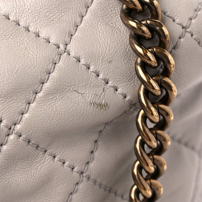 Chanel Calfskin Stitched Bowling Bag Light Grey 22 of 22