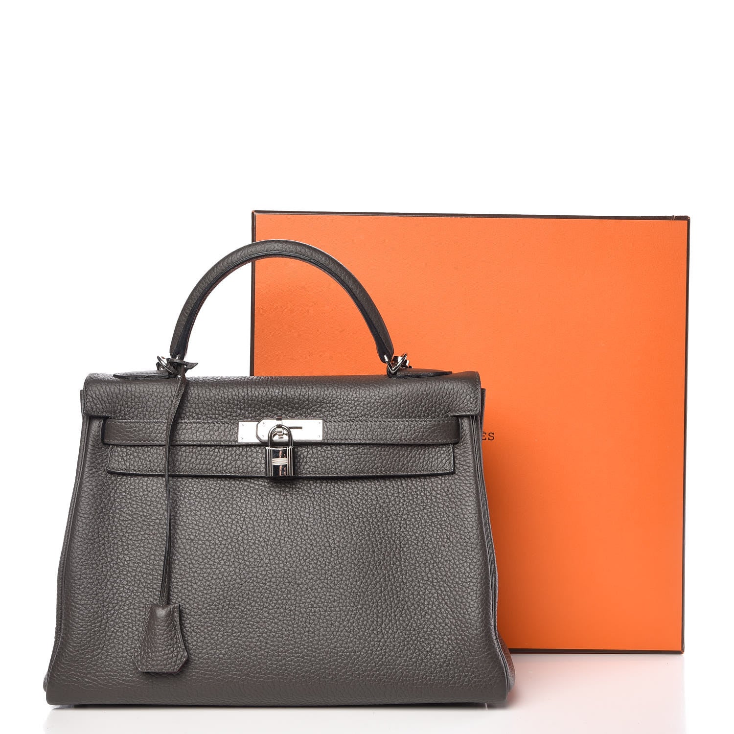 Hermes Taurillon Clemence Horseshoe Kelly Retourne 32 Graphite Tosca 41 of 41