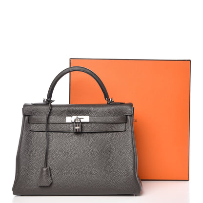 Hermes Taurillon Clemence Horseshoe Kelly Retourne 32 Graphite Tosca 41 of 41