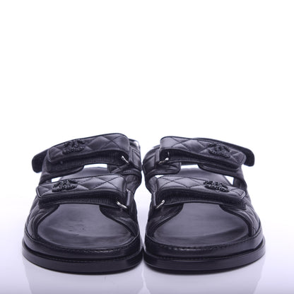 Chanel Lambskin Velcro Dad Sandals 40.5 Black 3 of 10