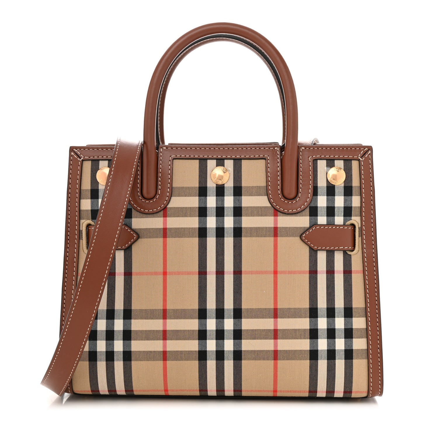 Calfskin Vintage Check Mini Two Handle Title Bag Archive Beige