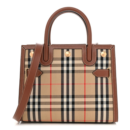 Burberry Calfskin Vintage Check Mini Two Handle Title Bag Archive Beige 1 of 9