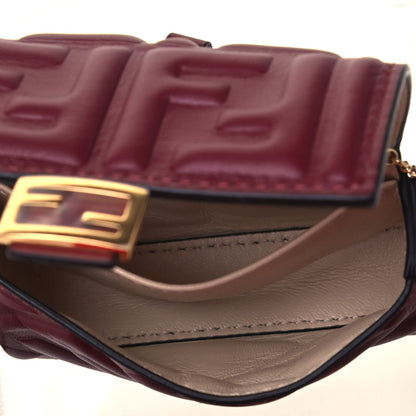 Fendi Nappa Matisse FF Embossed Nano Baguette Charm Barolo 4 of 7