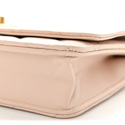 Chanel Lambskin Quilted CC Pearl Crush Wallet on Chain WOC Light Beige 11 of 13