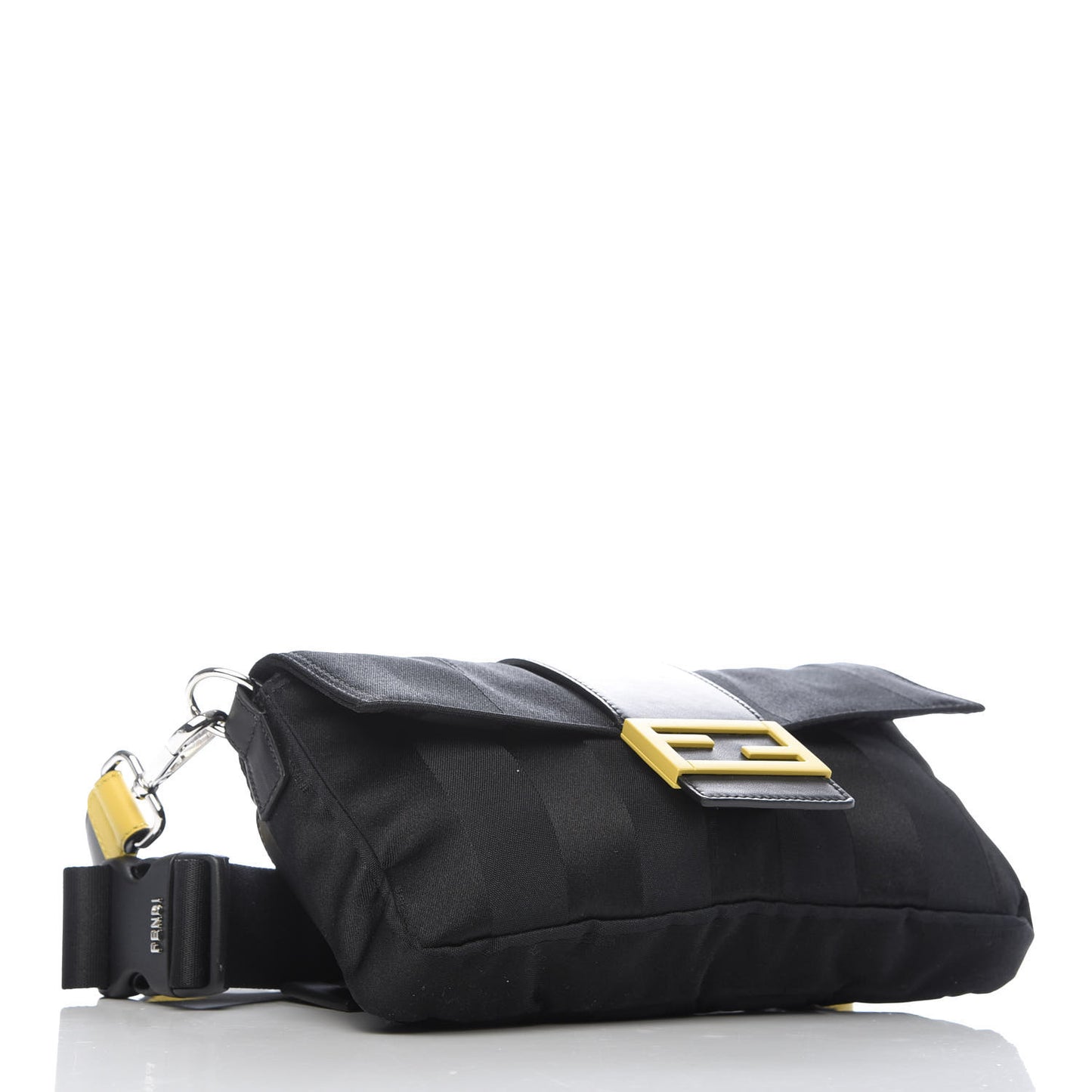 Recycled Nylon Vitello Grace Light Pequin Logo Puffer Belt Baguette Bag Black Sunflower