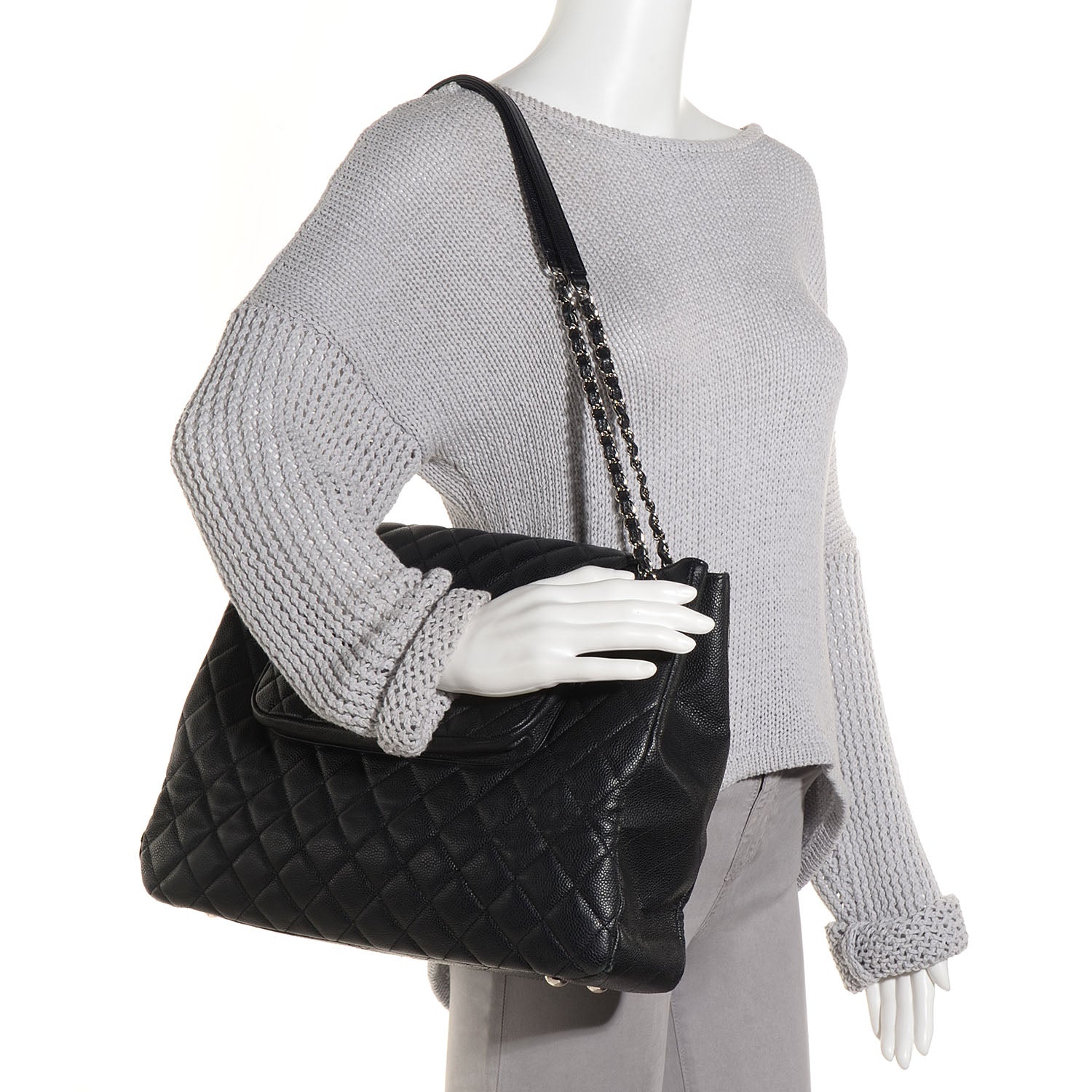 Chanel Caviar Quilted Flap Tote Black 2 of 8