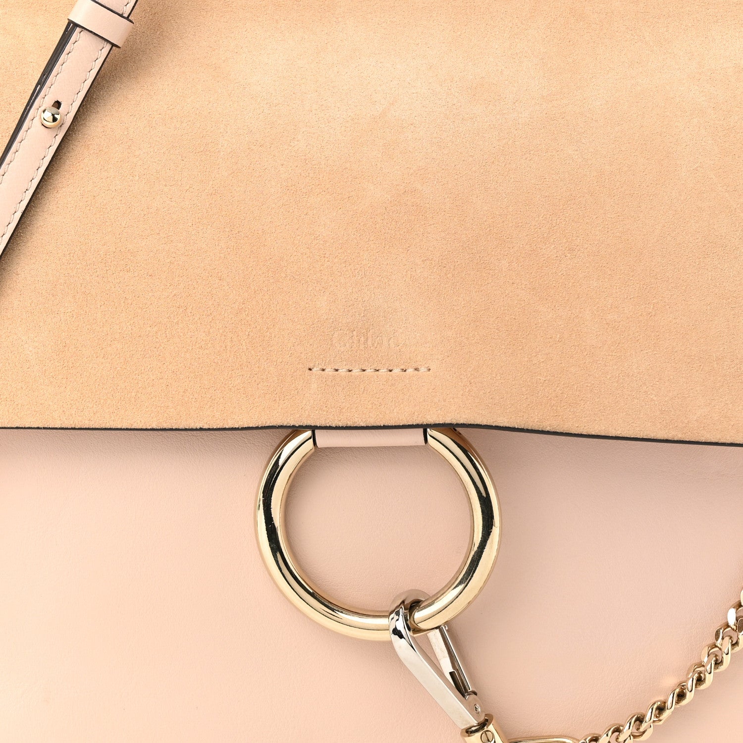 Chloe Calfskin Suede Medium Faye Shoulder Bag Cement Pink 7 of 10
