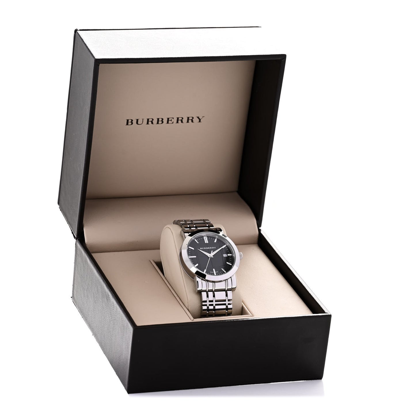 Stainless Steel 38mm Heritage Quartz Watch Black BU1364