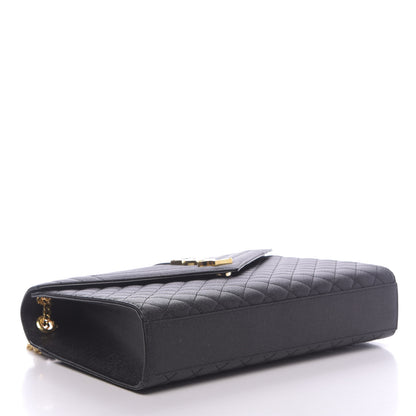 Saint Laurent Grain De Poudre Textured Mixed Matelasse Large Triquilt Monogram Satchel Black 4 of 9