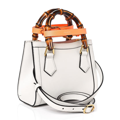 Gucci Wonka Grain Calfskin Mini Diana Tote Bag Mystic White Orange Fluo 3 of 10