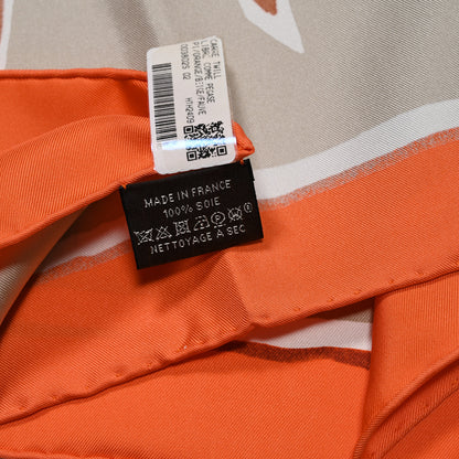 Hermes Silk Libre Comme Pegase Scarf 90 Orange Beige Fauve 3 of 5
