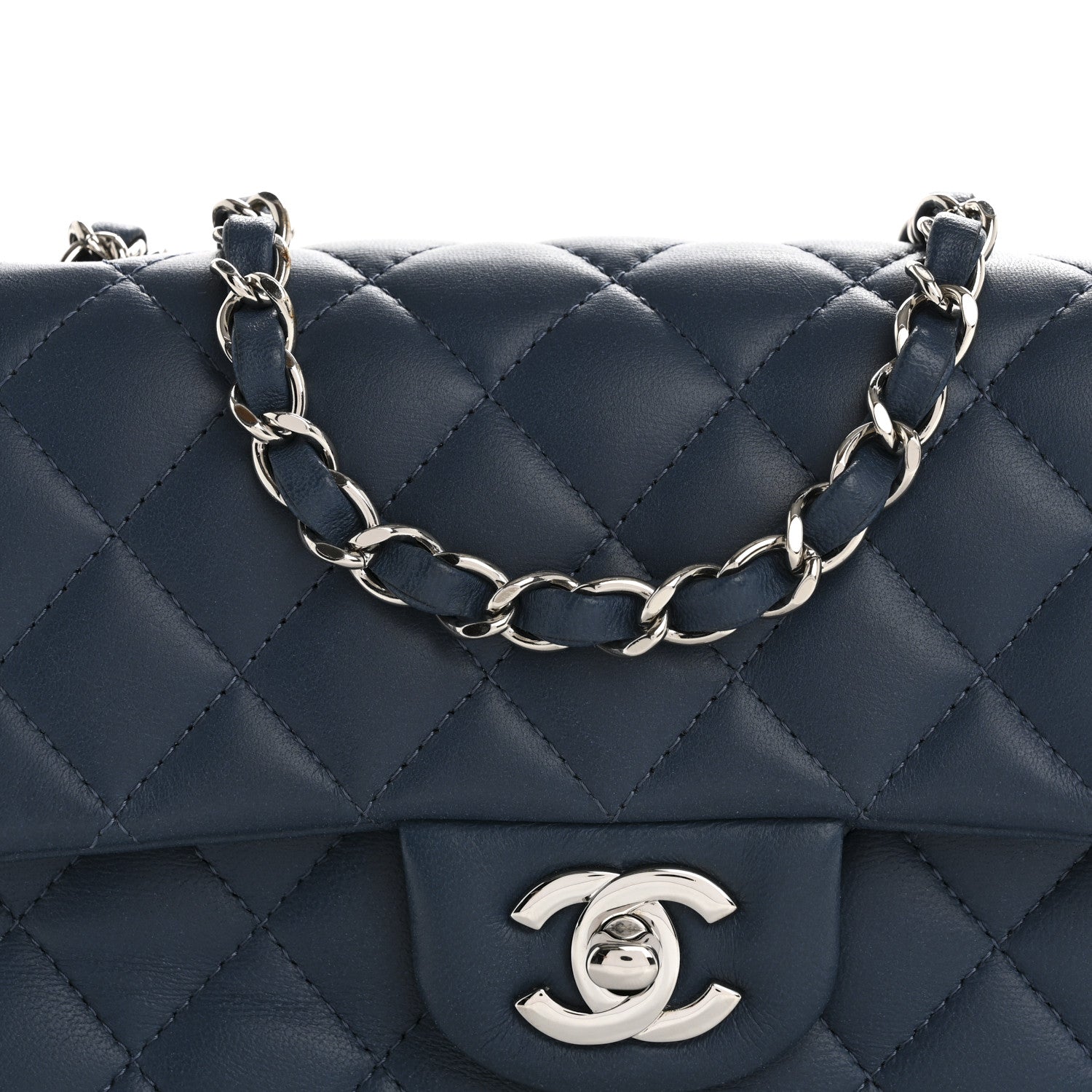 Chanel Lambskin Quilted Mini Rectangular Flap Blue 8 of 14