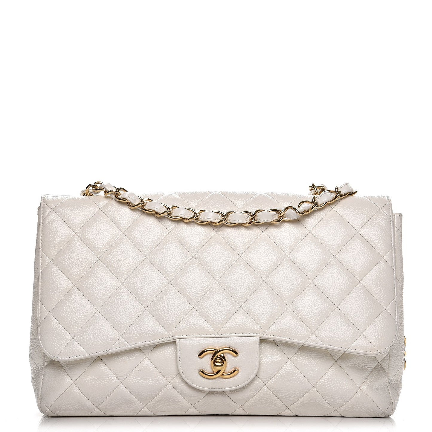Caviar Quilted Jumbo Single Flap White