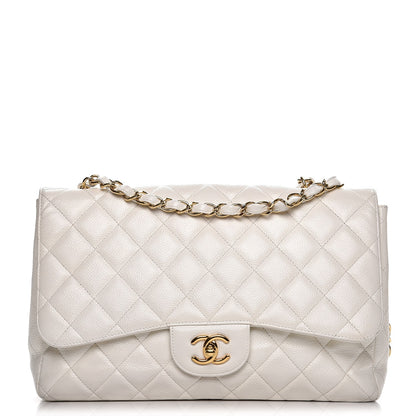 Chanel Caviar Quilted Jumbo Single Flap White 1 of 11