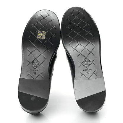 Chanel Crumpled Lambskin Quilted CC Turnlock Loafers 39 Black 5 of 9