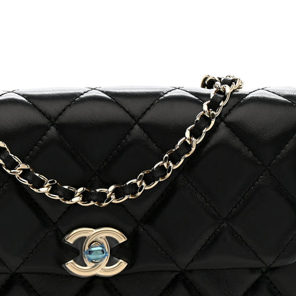 Chanel Lambskin Quilted Rectangular Phone Holder Clutch With Chain Black 8 of 11