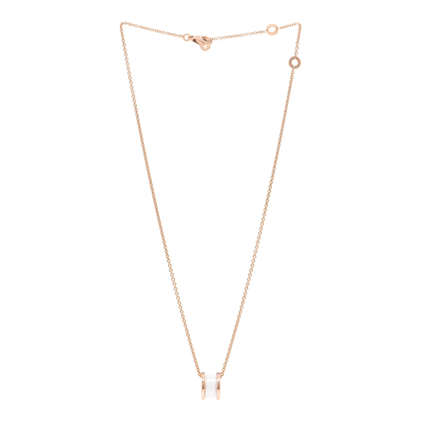 18K Rose Gold White Ceramic B.Zero1 Pendant Necklace