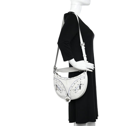 Versace Calfskin Studded Small Repeat Zip Hobo White 2 of 16
