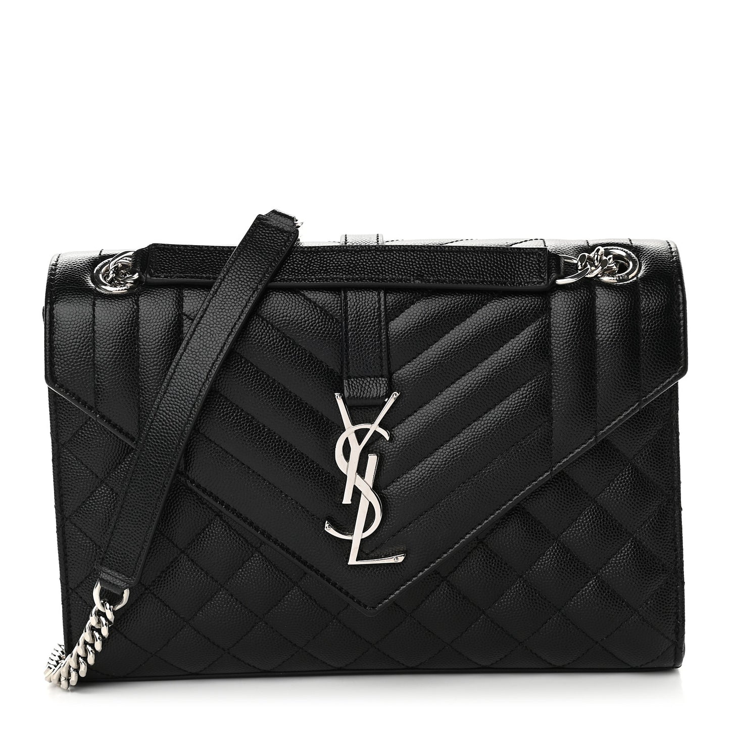 Grain De Poudre Textured Mixed Matelasse Triquilt Medium Monogram Satchel Black