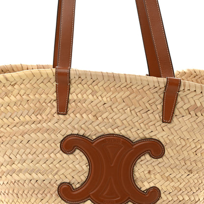 Celine Raffia Calfskin Triomphe Medium Panier Tan 7 of 16