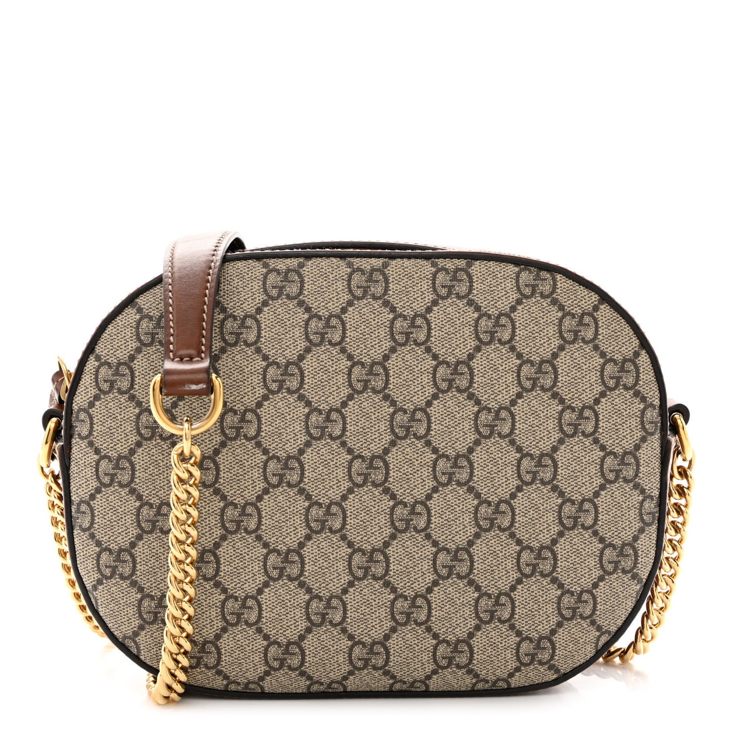 GG Supreme Monogram Cuoio Toscano Mini Chain Shoulder Bag Beige Ebony Cuir