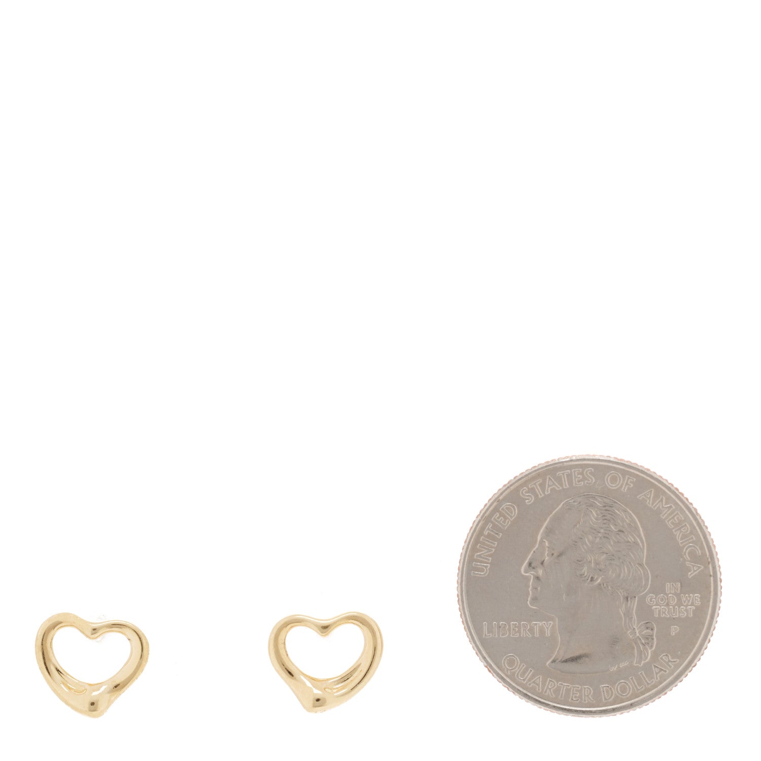 Tiffany 18K Yellow Gold 11mm Elsa Peretti Open Heart Earrings 2 of 4