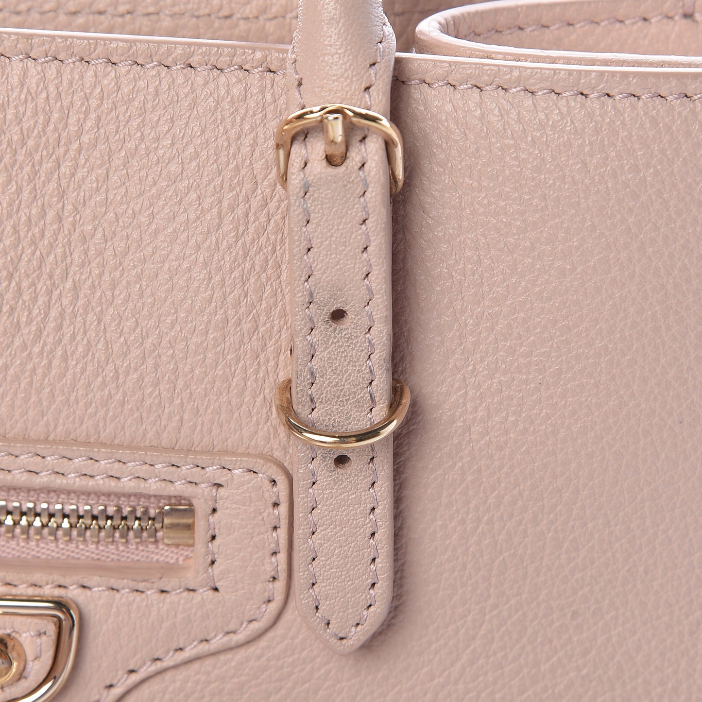 Grained Calfskin Gold Metallic Edge Hardware Papier Mini A4 Tote Rose Des Sables