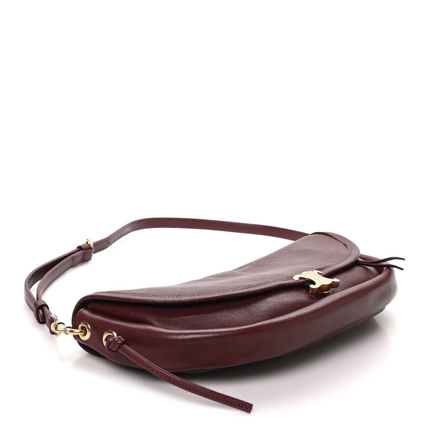 Shiny Lambskin Soft Triomphe Little Half Moon Bag Syrah