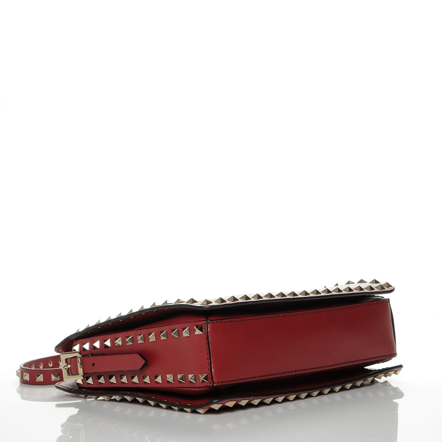 Vitello Rockstud Flip-Lock Shoulder Bag Red