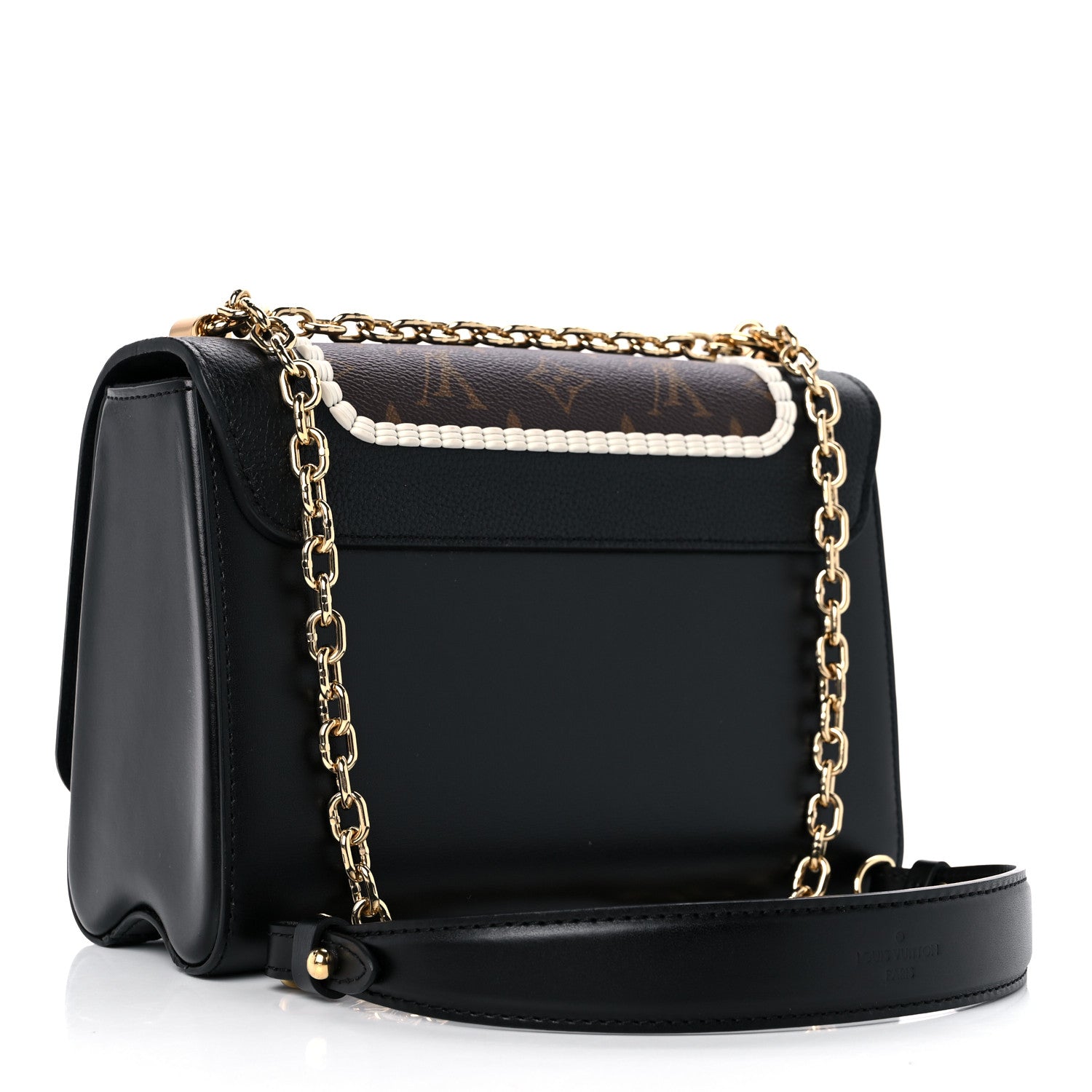 Louis Vuitton Calfskin Monogram Braided Twist Shoulder Bag MM Black 4 of 9